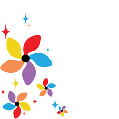 Decorate the corner suitable for children's day. Pinwheels and stars sparkle in many colors. Corner decoration