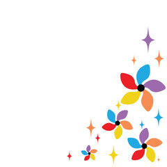 Decorate the corner suitable for children's day. Pinwheels and stars sparkle in many colors. Corner decoration