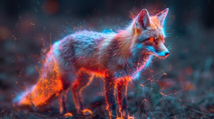 Fototapeta premium Futuristic Hologram Fox in Virtual Reality World