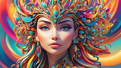 Fototapeta premium Abstract head with lines, 3d render