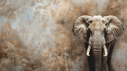 Majestic African elephant against textured background