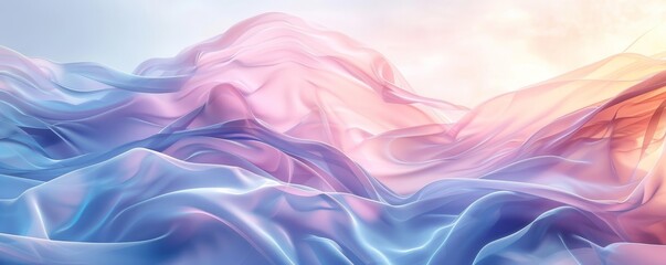 Abstract flowing fabric in pastel pink, blue, and purple tones.