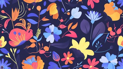 Sentimental florals flat design top view sentimental theme animation vivid. Seamless Pattern, Fabric Pattern.