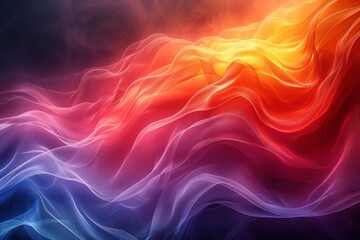 Obraz premium An abstract digital illustration resembling soft waves or folds of fabric in orange, red, and purple hues