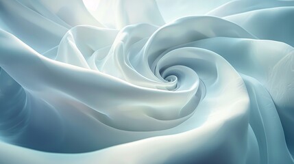 Obraz premium Abstract swirling blue fabric texture with soft light.