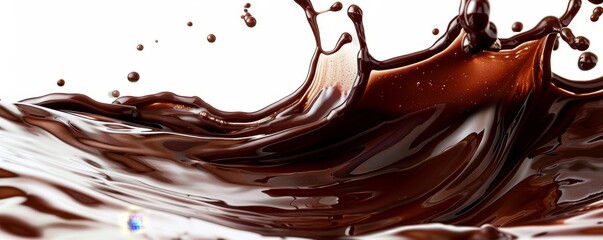 Chocolate splash with white background.