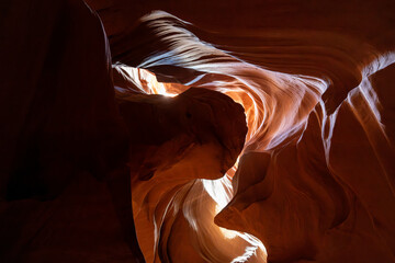 Picturesque view of Upper Antelope Canyon in Page, Arizona.