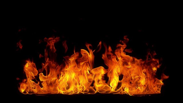 Super Slow Motion Shot of Real Fire Isolated on Black Background at 1000fps.