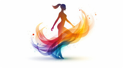 Obraz premium Abstract Female Silhouette with Colorful Flowing Lines