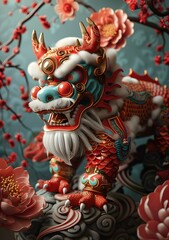 Fototapeta premium Chinese new year lion dance