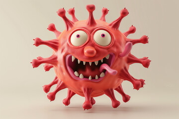 3d render cute emotional of bacteria or virus  low polygon detailed 3d, cartoon 3d, plasticine style 3d, Isolated  corbackground  
