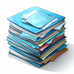 Pile of papers isolated on white background. 3D rendering.