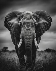 Naklejka premium black and white illustration of elephant