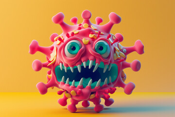 Fototapeta premium 3d render cute emotional of bacteria or virus low polygon detailed 3d, cartoon 3d, plasticine style 3d, Isolated corbackground 
