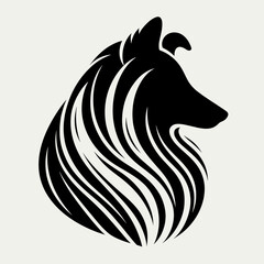 Black and White Silhouette of a Collie