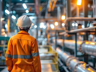 Illustration of Investing in training and education programs to upskill workers for new technologies and processes in industrial plants. Ai Generate.