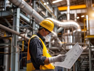 Illustration of Investing in training and education programs to upskill workers for new technologies and processes in industrial plants. Ai Generate.