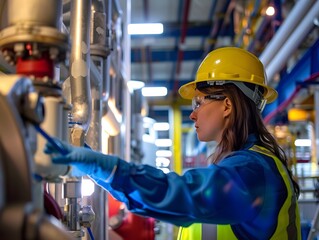 Illustration of Investing in training and education programs to upskill workers for new technologies and processes in industrial plants. Ai Generate.