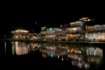Obraz premium Night view at Pilok, Kanchanaburi Ban E-Tong in Pilok Thailand