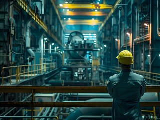 Illustration of Investing in training and education programs to upskill workers for new technologies and processes in industrial plants. Ai Generate.