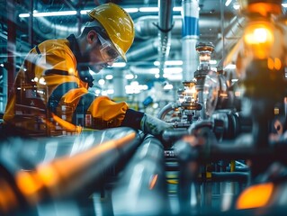 Illustration of Investing in training and education programs to upskill workers for new technologies and processes in industrial plants. Ai Generate.