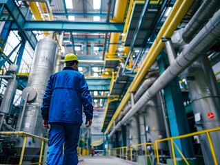 Illustration of Investing in training and education programs to upskill workers for new technologies and processes in industrial plants. Ai Generate.