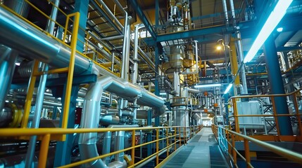 Illustration of Investing in training and education programs to upskill workers for new technologies and processes in industrial plants. Ai Generate.