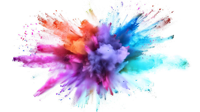 A playful splash of multicolored powder exploding outward