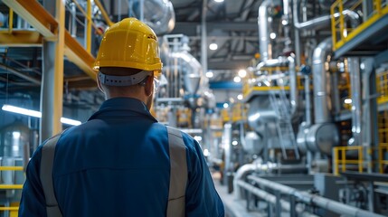 Illustration of Investing in training and education programs to upskill workers for new technologies and processes in industrial plants. Ai Generate.