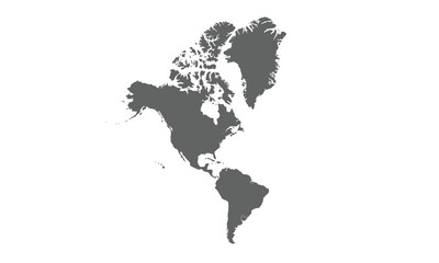 North and South America map isolated on white background. for website layouts, reports, anual infographics, world, similar world map icons. travel around the world, map silhouette backdrop.