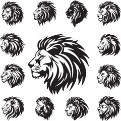 lion head silhouette, lion head illustration, lion head vector