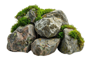 [Transparent Background PNG]Rocks with moss isolated on black background