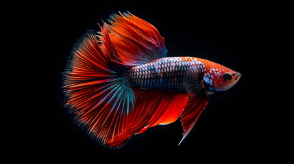 Fototapeta premium Betta fish halfmoon in different color tone and style from Thailand, the Siamese fighting fish, betta splendens
