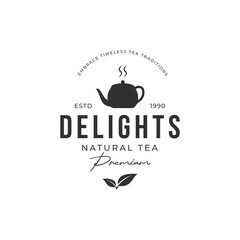 natural tea leaf logo design.