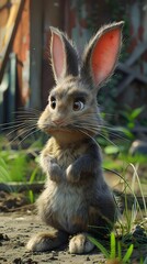 Captivating Close-up of an Enchanting Rabbit in Natural Setting