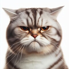 cat with a disgusted expression frown Isolated on white background