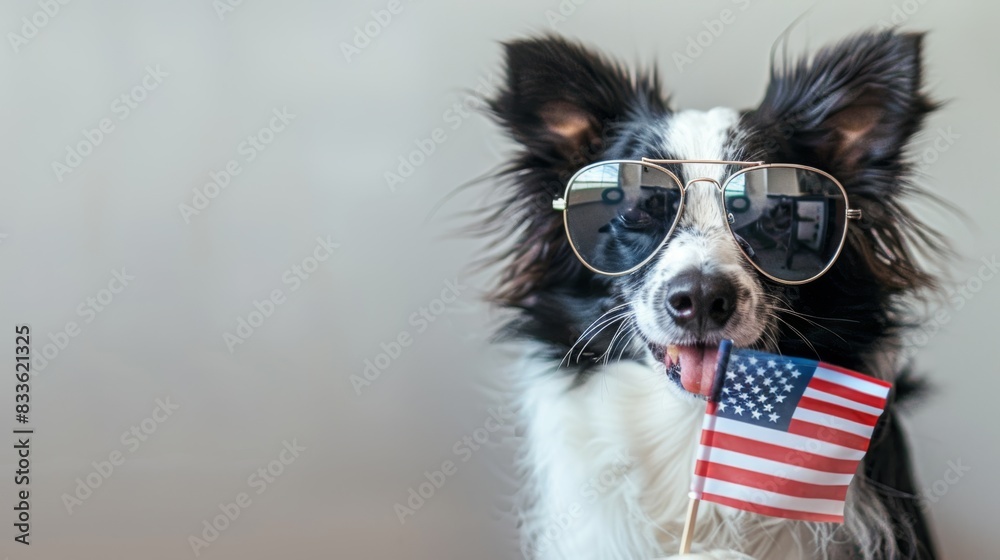 Canvas Prints The dog with American flag