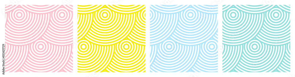 Leinwandbilder summer background pattern seamless circle, geometry ripple wave lines in pastel colors. vector desig