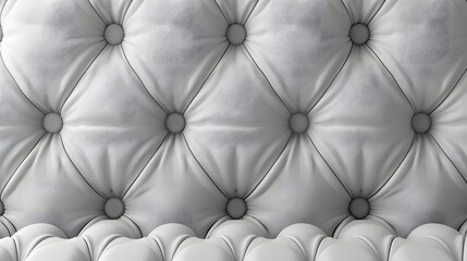 3d render, White leather buttoned chesterfield pattern background. Abstract white leather sofa texture.