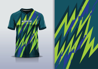 Sport jersey design template mockup stripe line racing grunge for football soccer, running, esports, green yellow color	