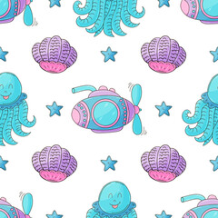 Creative marine seamless pattern
