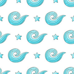 Creative marine seamless pattern