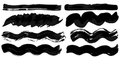 Vector set of grunge watercolor broad strokes