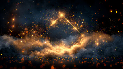 Wallpaper, Background, Texture, Abstract Golden Square with Sparkling Effects