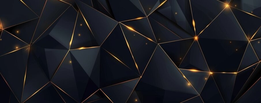 Elegant dark blue background with golden geometric lines for modern design and luxury themes