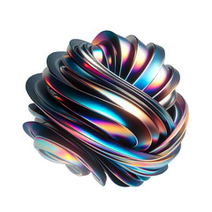 3d fluid abstract metallic holographic colored shape png cutout transparent background