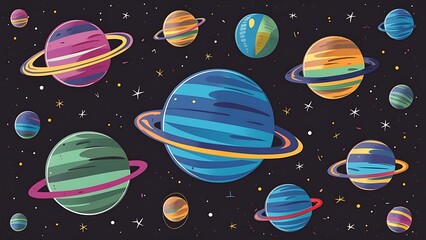 Fototapeta premium Space seamless pattern for kids children Wallpape