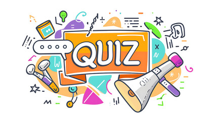 Quiz Announcement: Bold Line Art Vector Banner - Flat Design - Art explosion
