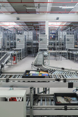 packing line in a logistics warehouse