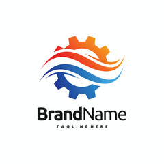 hvac logo in gear shapes combination concept